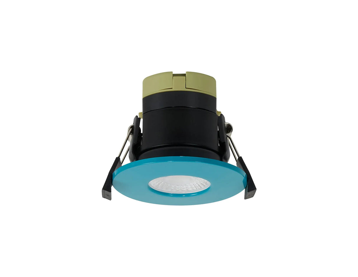 Marangony, 8W, Dimmable CCT LED Fire Rated Downlight, Bright Teal Fascia, Cut Out: 70mm, 60° Deg, IP65