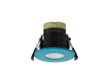 Marangony, 8W, Dimmable CCT LED Fire Rated Downlight, Bright Teal Fascia, Cut Out: 70mm, 60° Deg, IP65
