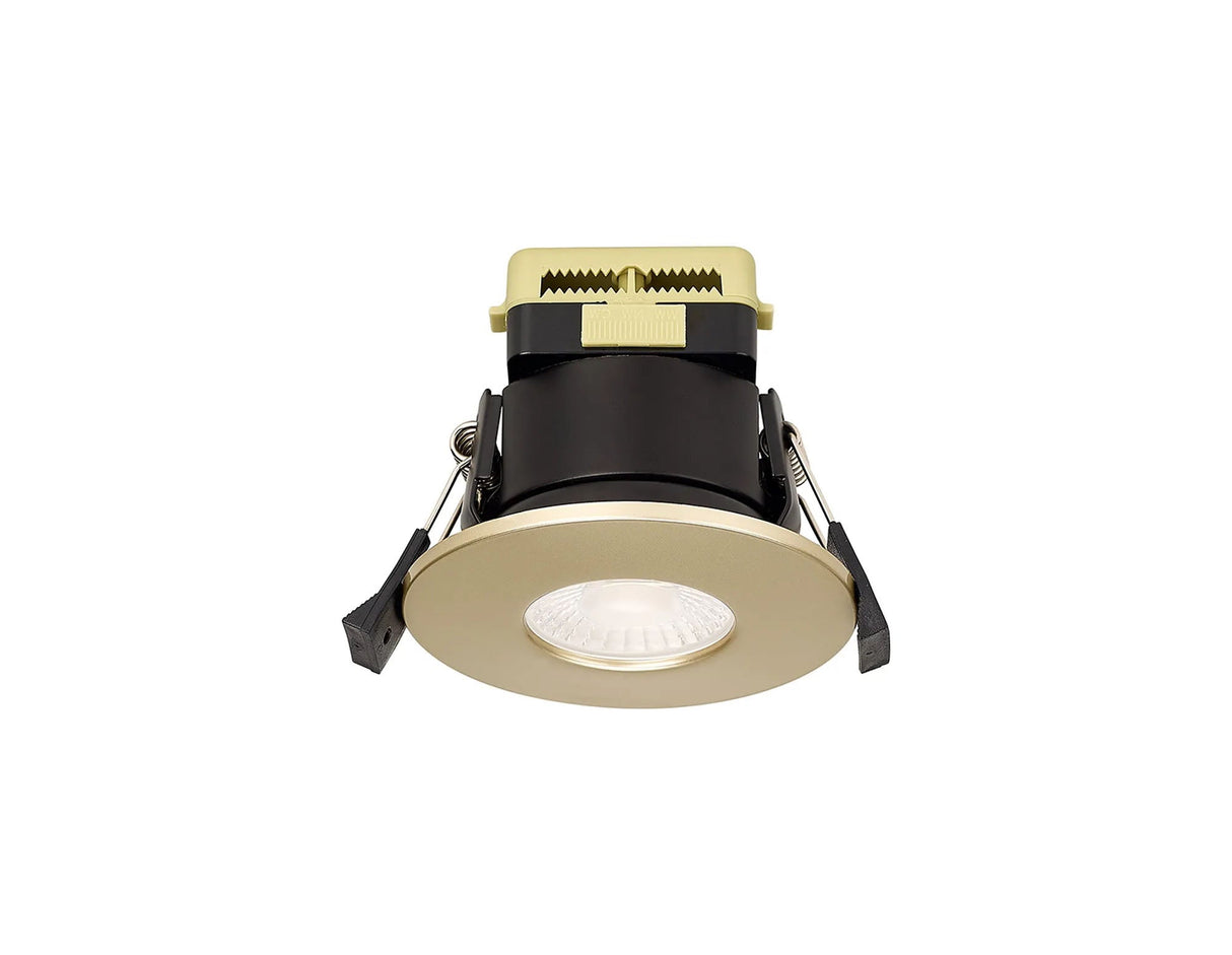 Marangony, 8W, Dimmable CCT LED Fire Rated Downlight, Champagne Gold Fascia, Cut Out: 70mm, 60° Deg, IP65