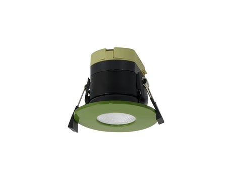 Marangony, 8W, Dimmable CCT LED Fire Rated Downlight, Moss Green Fascia, Cut Out: 70mm, 60° Deg, IP65