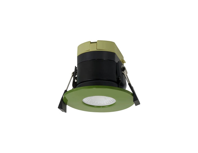 Marangony, 8W, Dimmable CCT LED Fire Rated Downlight, Moss Green Fascia, Cut Out: 70mm, 60° Deg, IP65