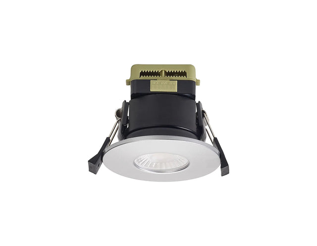 Marangony, 8W, Dimmable CCT LED Fire Rated Downlight, Platinum Silver Fascia, Cut Out: 70mm, 60° Deg, IP65