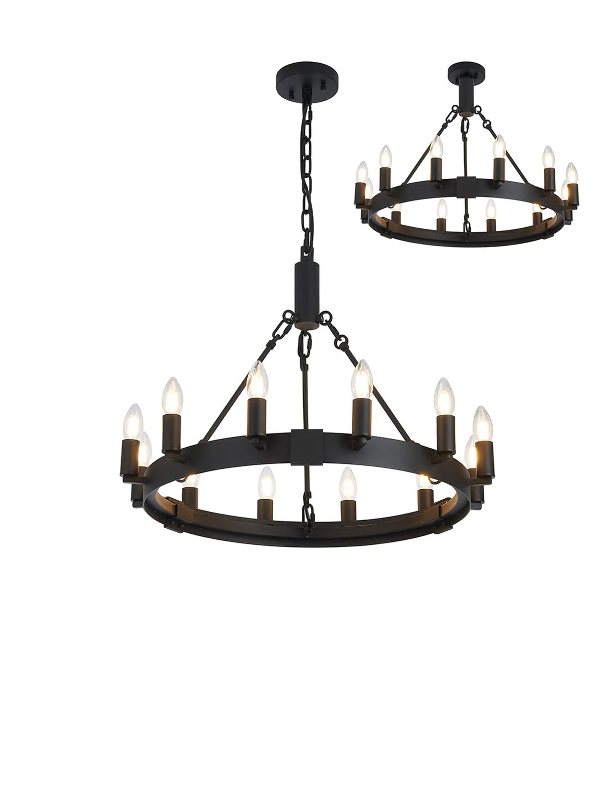 Matete 66cm Semi Flush/Pendant, 12 Light E14, Satin Black