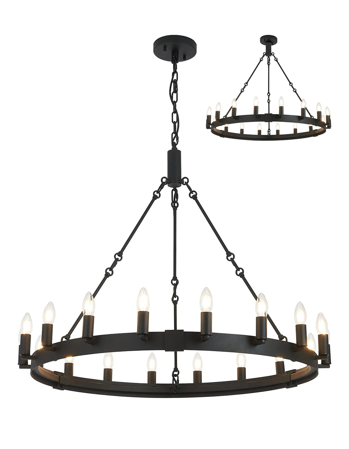 Matete 97cm Semi Flush/Pendant, 18 Light E14, Satin Black (ITEM REQUIRES CONSTRUCTION)