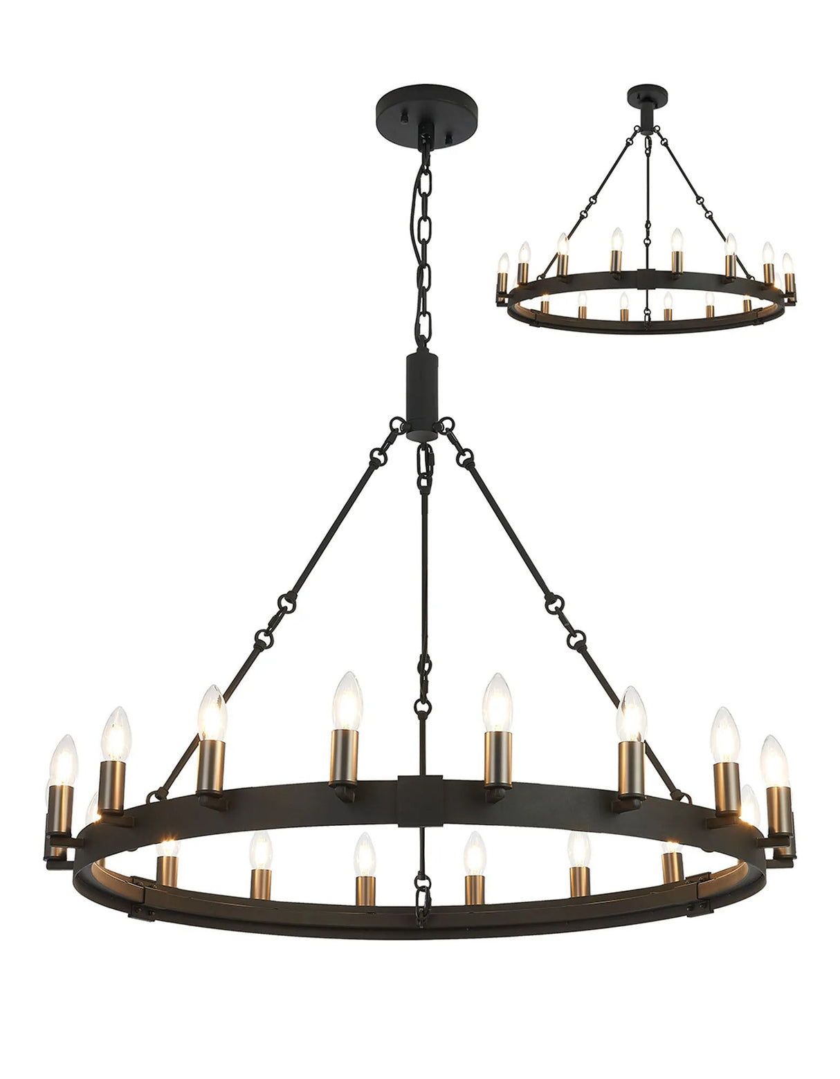 Matete 97cm Semi Flush/Pendant, 18 Light E14, Satin Black/Gun Metal (ITEM REQUIRES CONSTRUCTION)