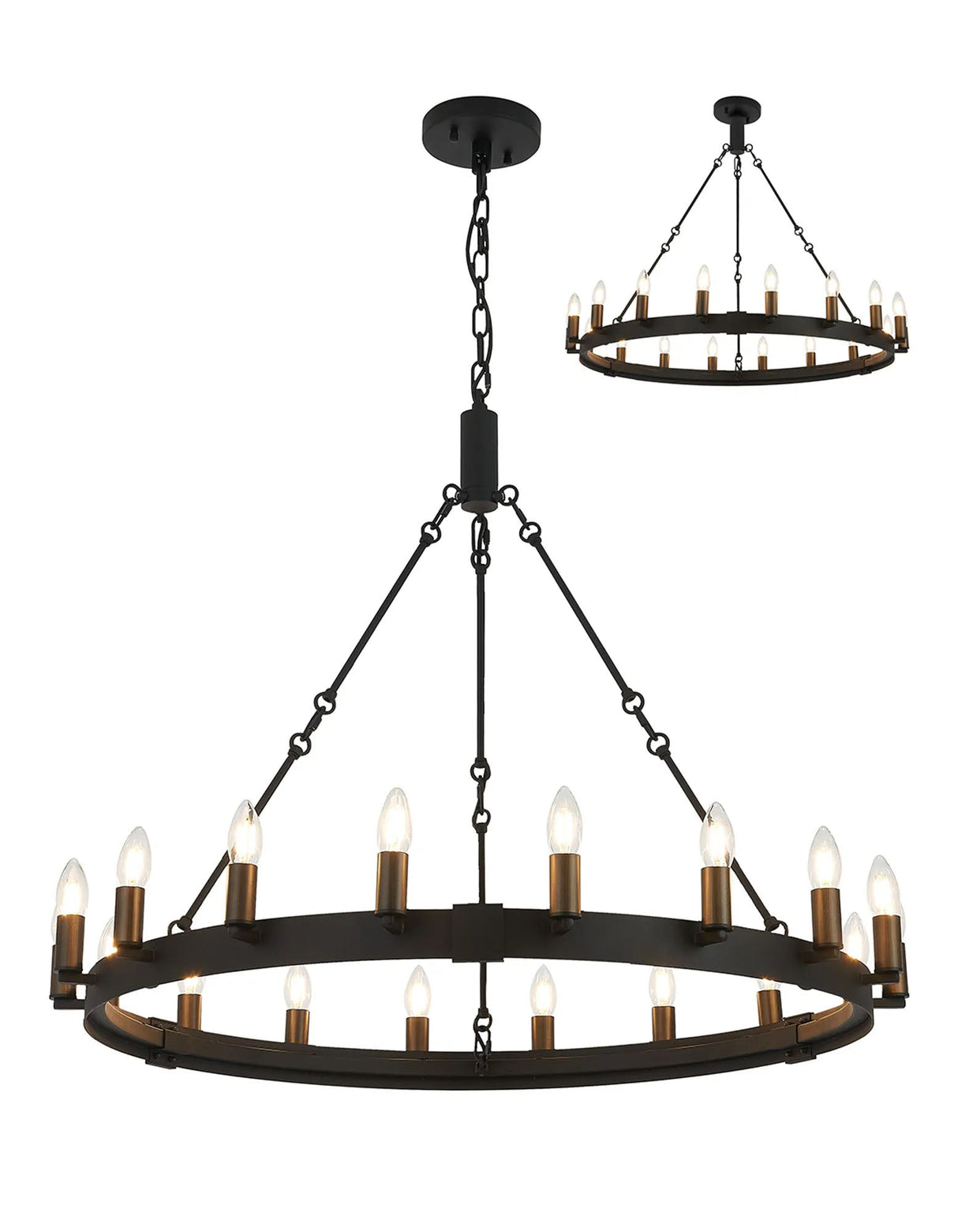 Matete 97cm Semi Flush/Pendant, 18 Light E14, Satin Black/Matt Bronze (ITEM REQUIRES CONSTRUCTION)