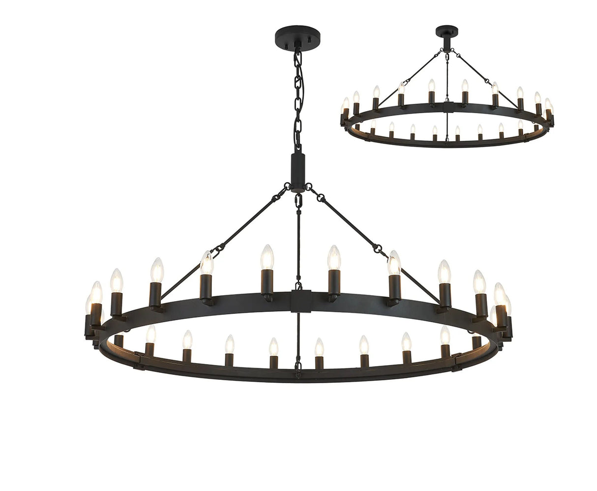 Matete 1.3m Semi Flush/Pendant, 24 Light E14, Satin Black (ITEM REQUIRES CONSTRUCTION)