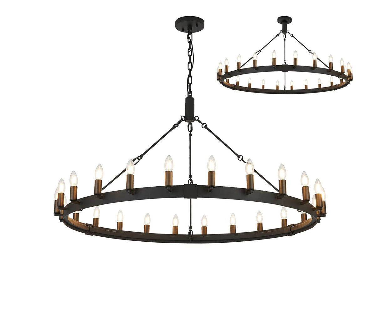Matete 1.3m Semi Flush/Pendant, 24 Light E14, Satin Black/Matt Bronze (ITEM REQUIRES CONSTRUCTION)