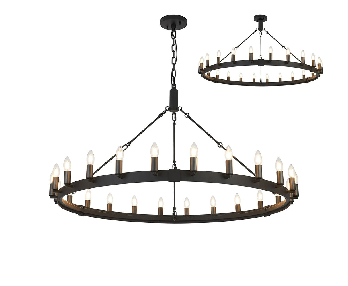 Matete 1.3m Semi Flush/Pendant, 24 Light E14, Satin Black/Pewter (ITEM REQUIRES CONSTRUCTION)