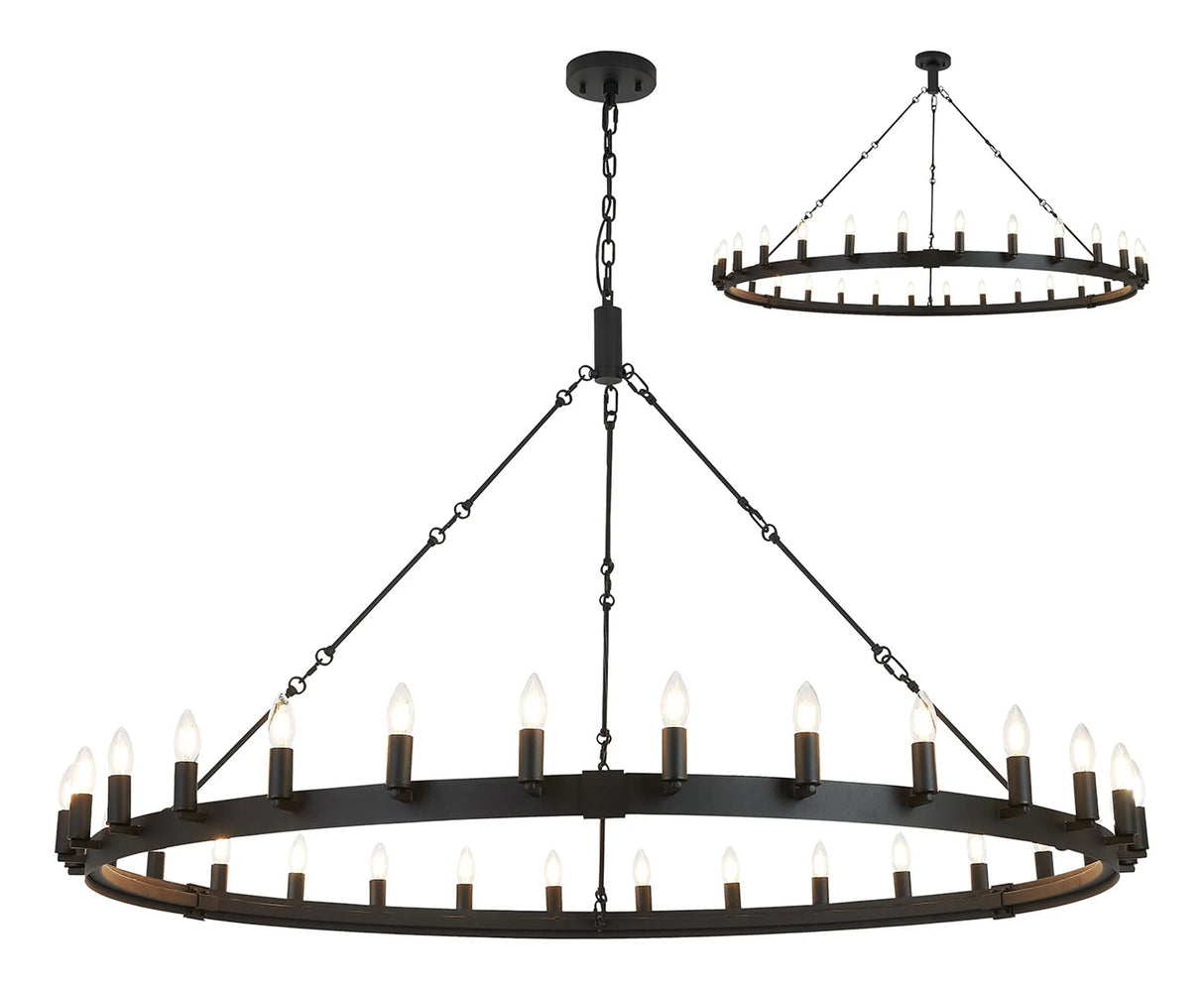 Matete 1.6m Semi Flush/Pendant, 30 Light E14, Satin Black (ITEM REQUIRES CONSTRUCTION)