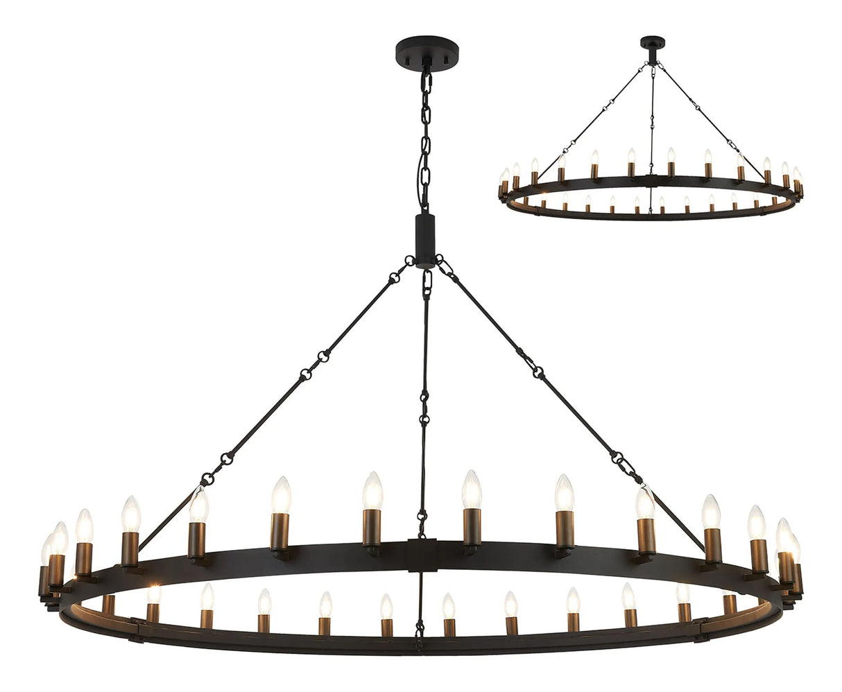 Matete 1.6m Semi Flush/Pendant, 30 Light E14, Satin Black/Matt Bronze (ITEM REQUIRES CONSTRUCTION)