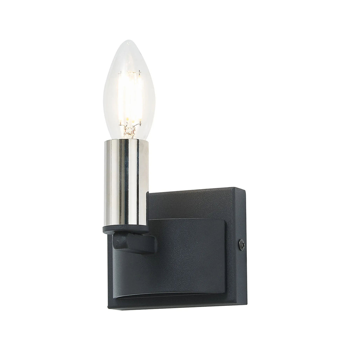 Matete Wall Lamp, 1 Light E14, Satin Black/Polished Nickel