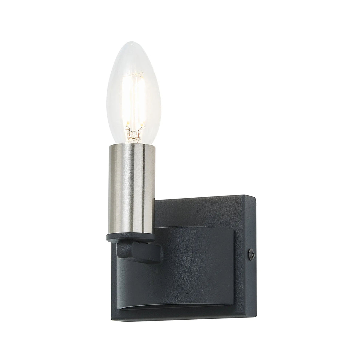 Matete Wall Lamp, 1 Light E14, Satin Black/Satin Nickel