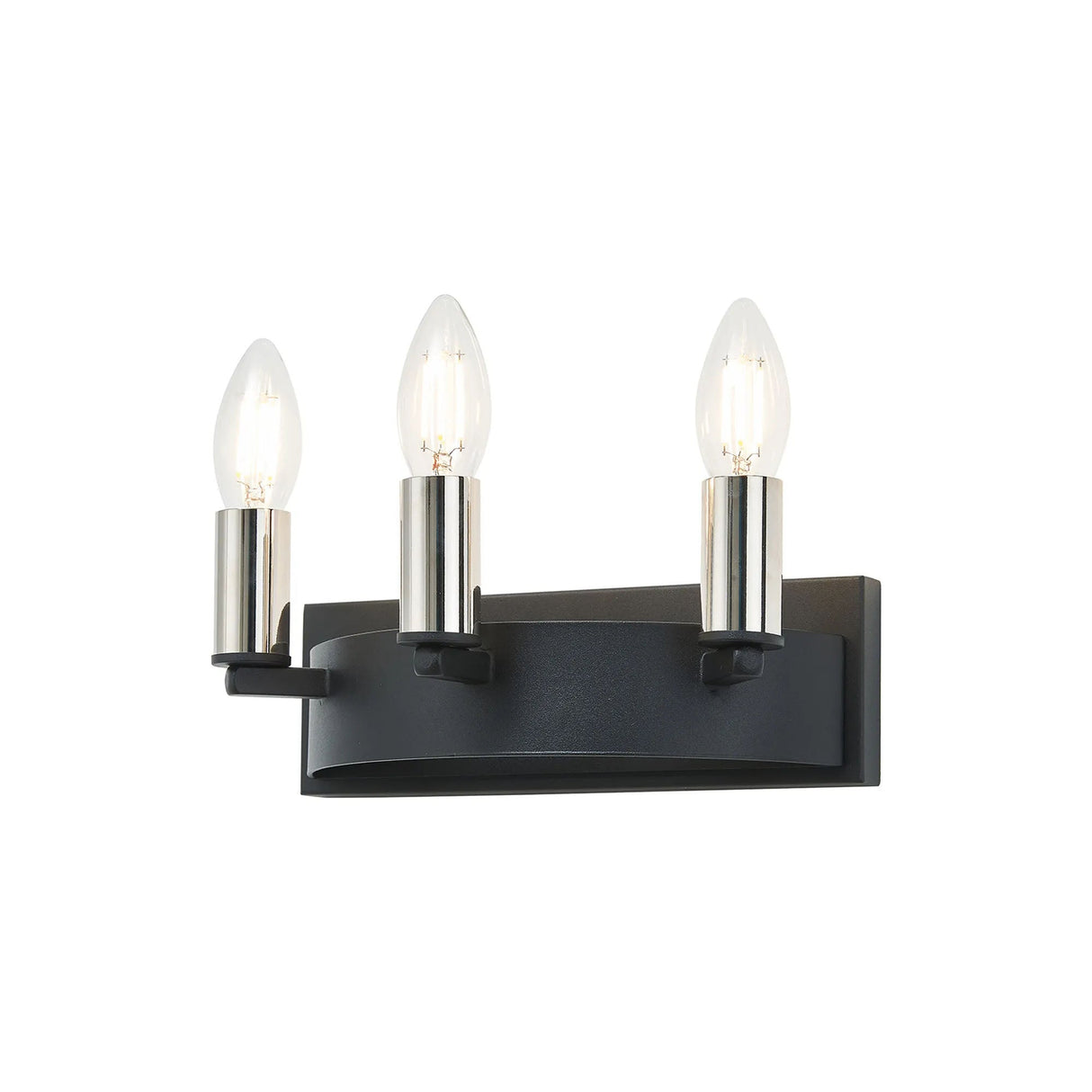 Matete Wall Lamp, 3 Light E14, Satin Black/Polished Nickel