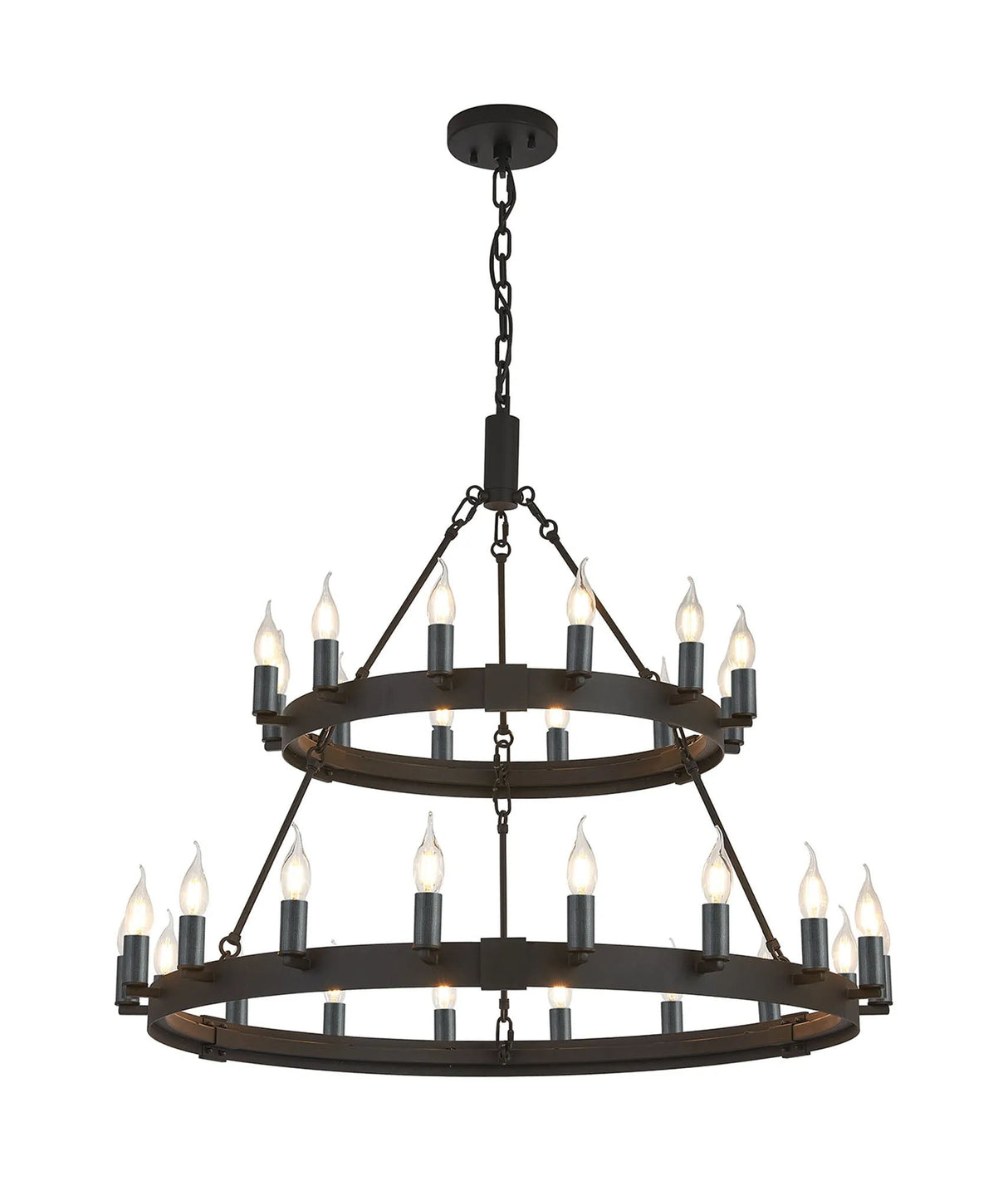 Matete 2 Tier 66cm+97cm Pendant, 12+18 Light E14, Satin Black/Pewter