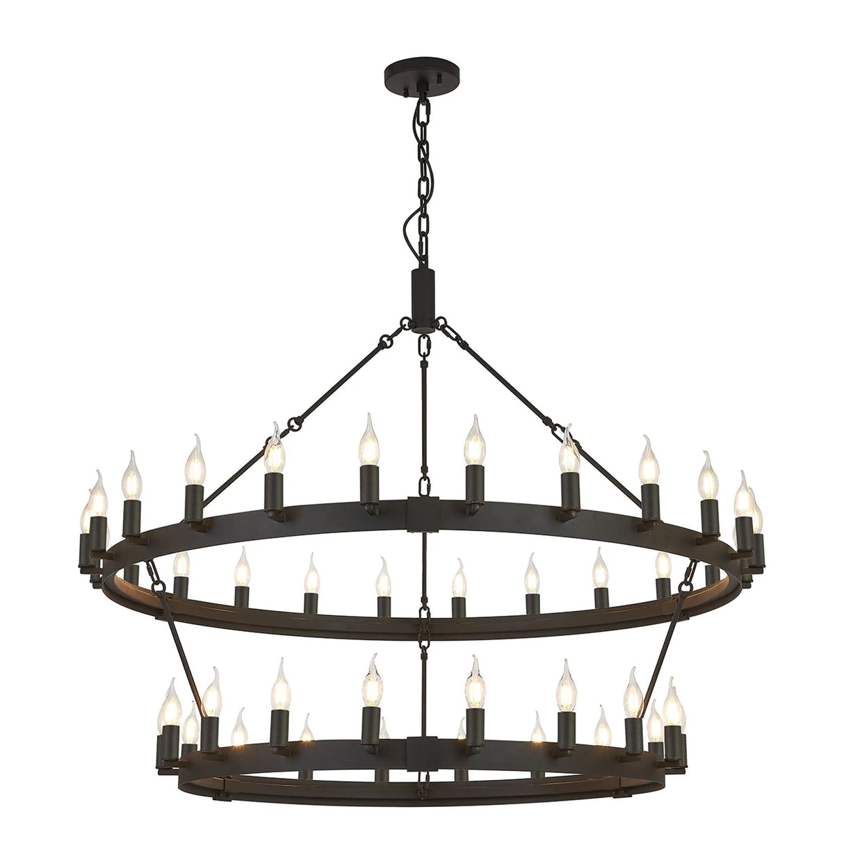 Matete 2 Tier 1.3m+97cm Pendant, 24+18 Light E14, Satin Black