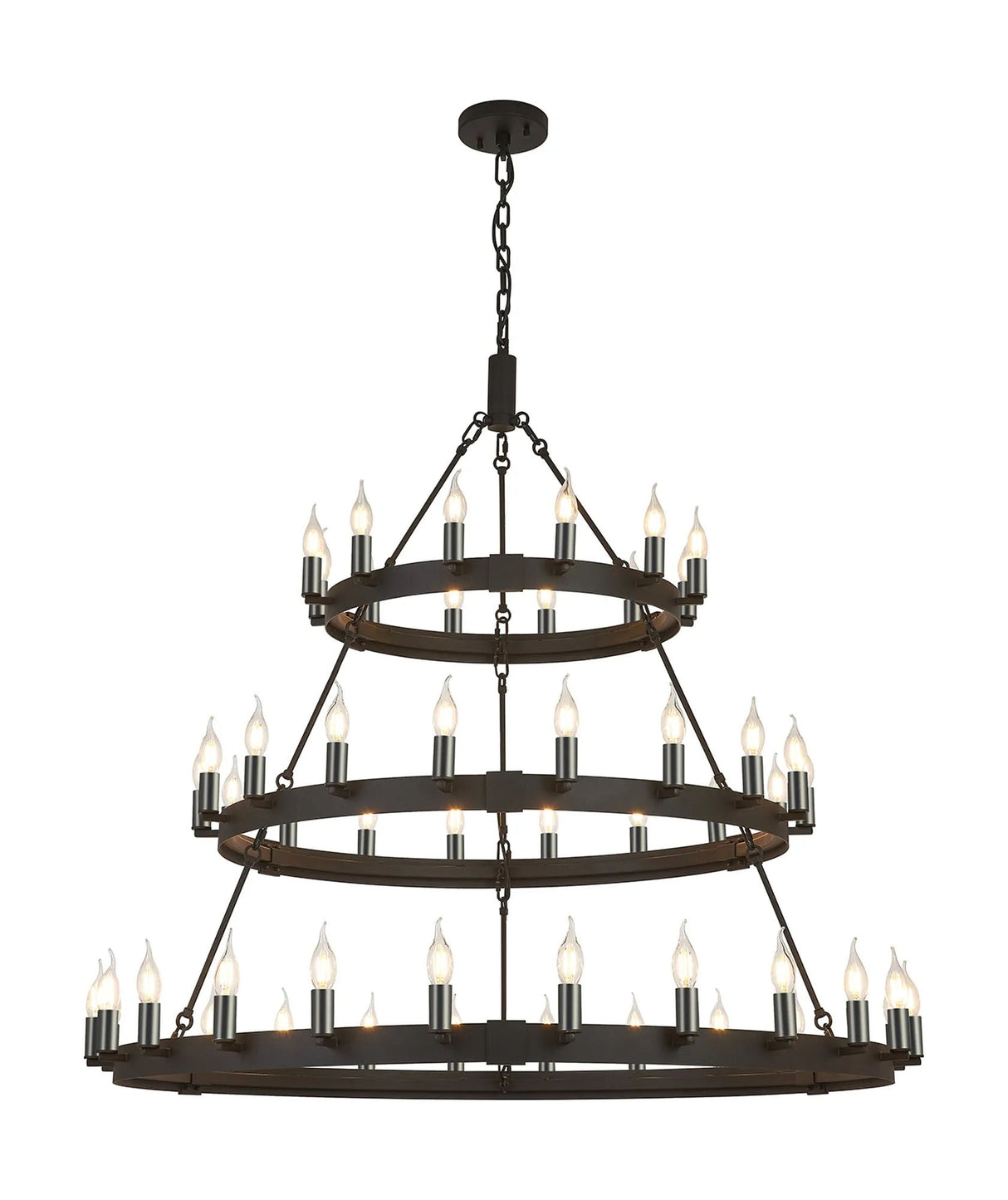 Matete 3 Tier 66cm+97cm+1.3m Pendant, 12+18+24 Light E14, Satin Black/Gun Metal
