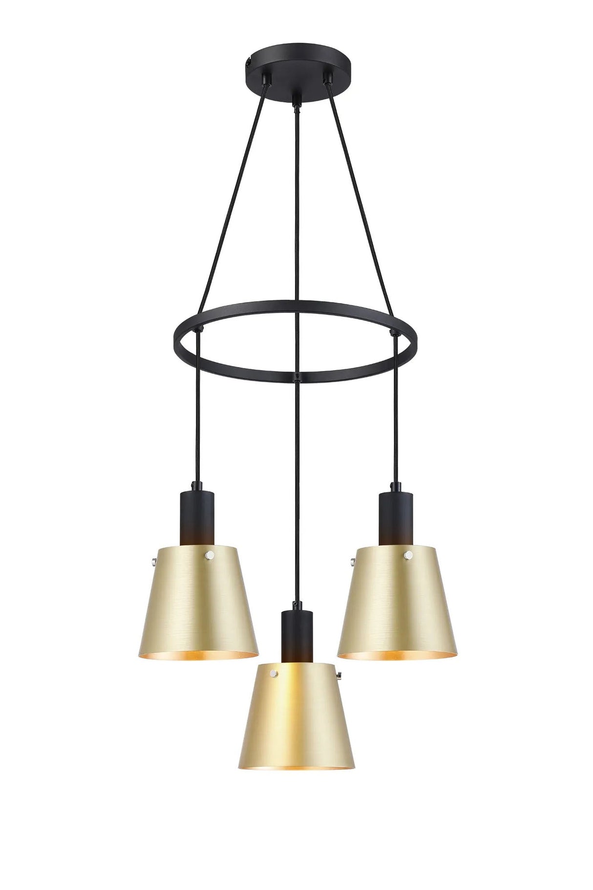 Mattson Ring Pendant, 16cm x 14cm Shade, 3 x E27, Sand Black/Brass/Gold Metal Shade