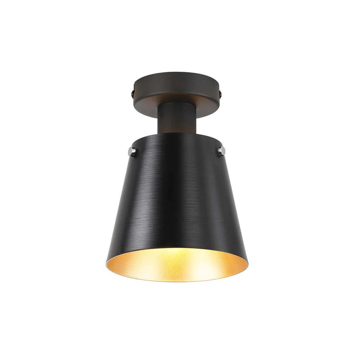 Mattson Ceiling Light, 16cm x 14cm Shade, 1 x E27, Sand Black/Black/Gold Metal Shade