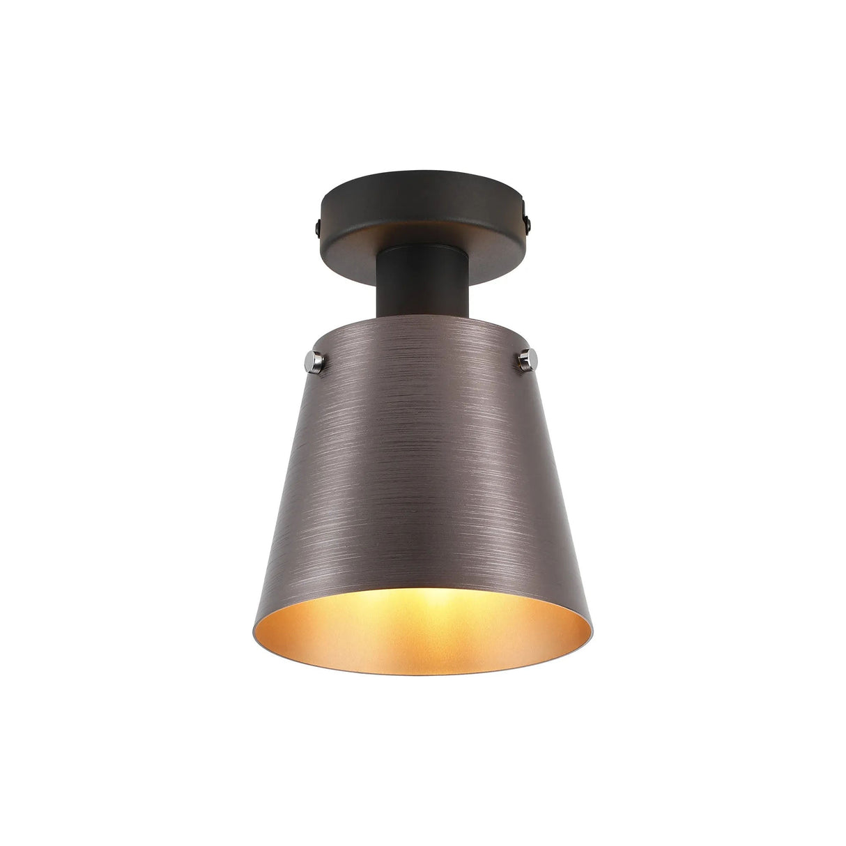 Mattson Ceiling Light, 16cm x 14cm Shade, 1 x E27, Sand Black/Brown/Copper Metal Shade