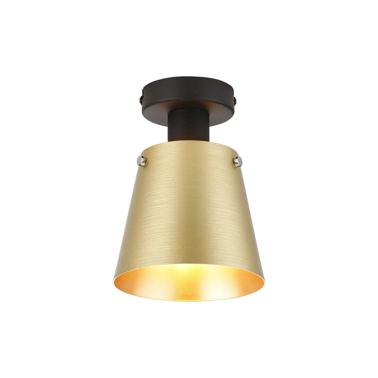 Mattson Ceiling Light, 16cm x 14cm Shade, 1 x E27, Sand Black/Brass/Gold Metal Shade