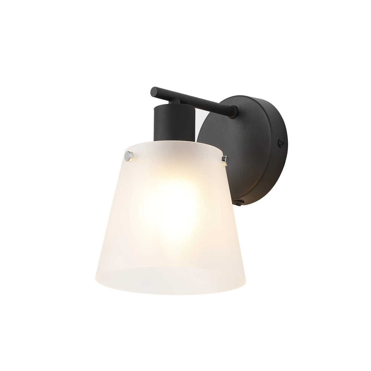 Mattson Wall x Switched, 16cm x 14cm Shade, 1 x E27, Sand Black/Frosted White Glass Shade