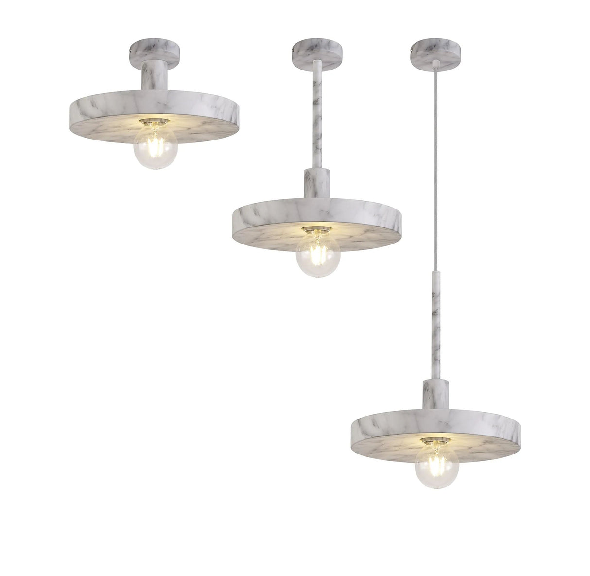 Mccoist Single Pendant, 1 Light Adjustable E27, Marble Effect