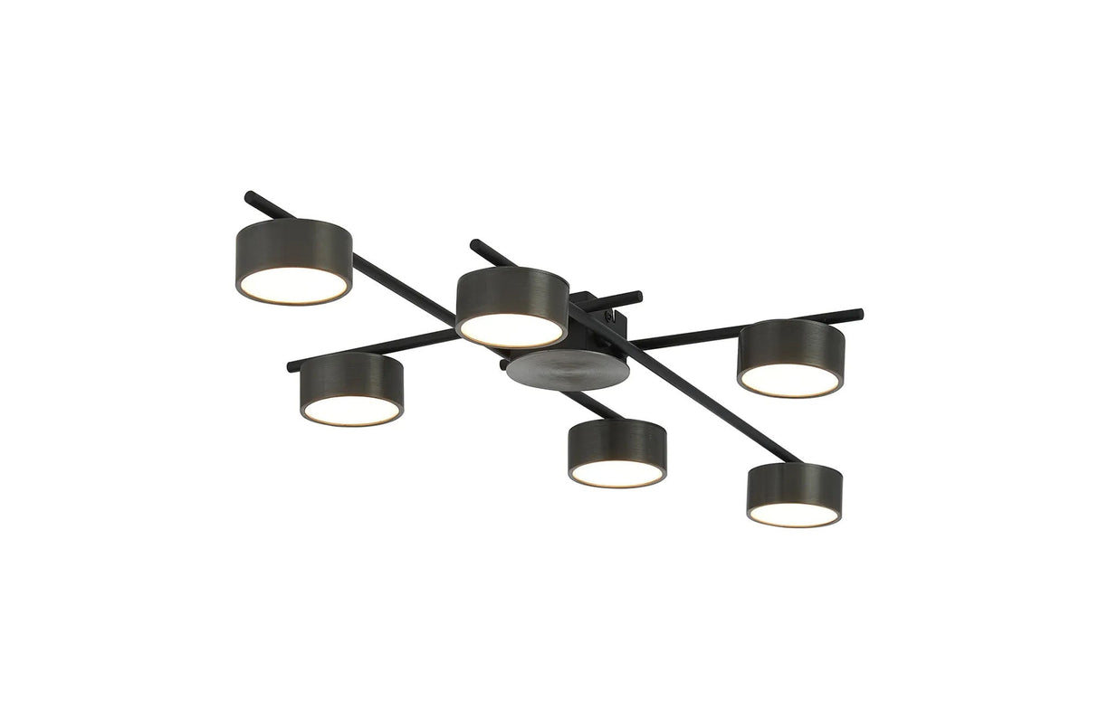 Mcdermott Ceiling 6 Light, 36W LED, 3000K, Gun Metal/Sand Black