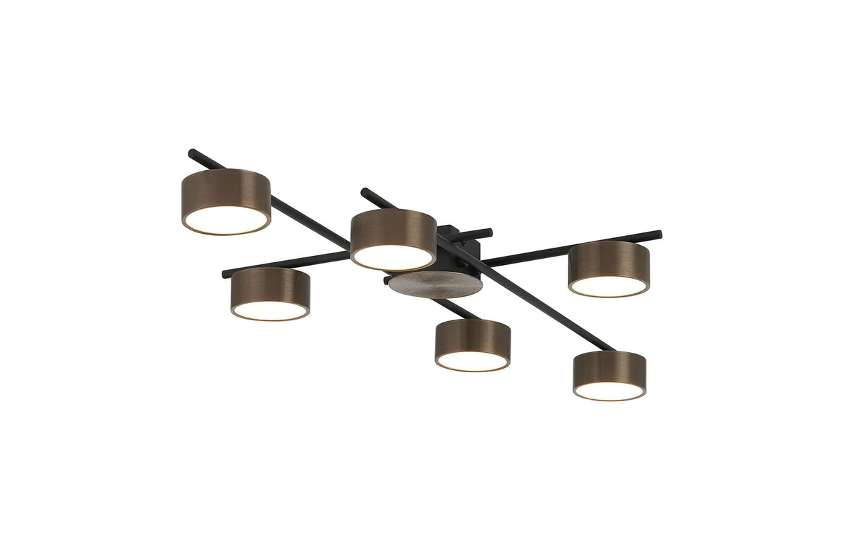 Mcdermott Ceiling 6 Light, 36W LED, 3000K, Light Coffee/Sand Black