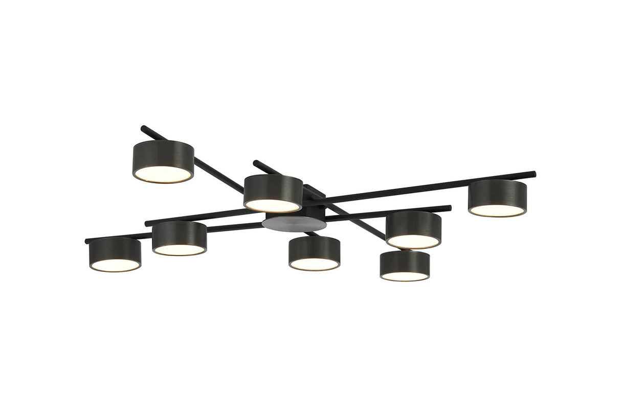Mcdermott Ceiling 8 Light, 48W LED, 3000K, Gun Metal/Sand Black