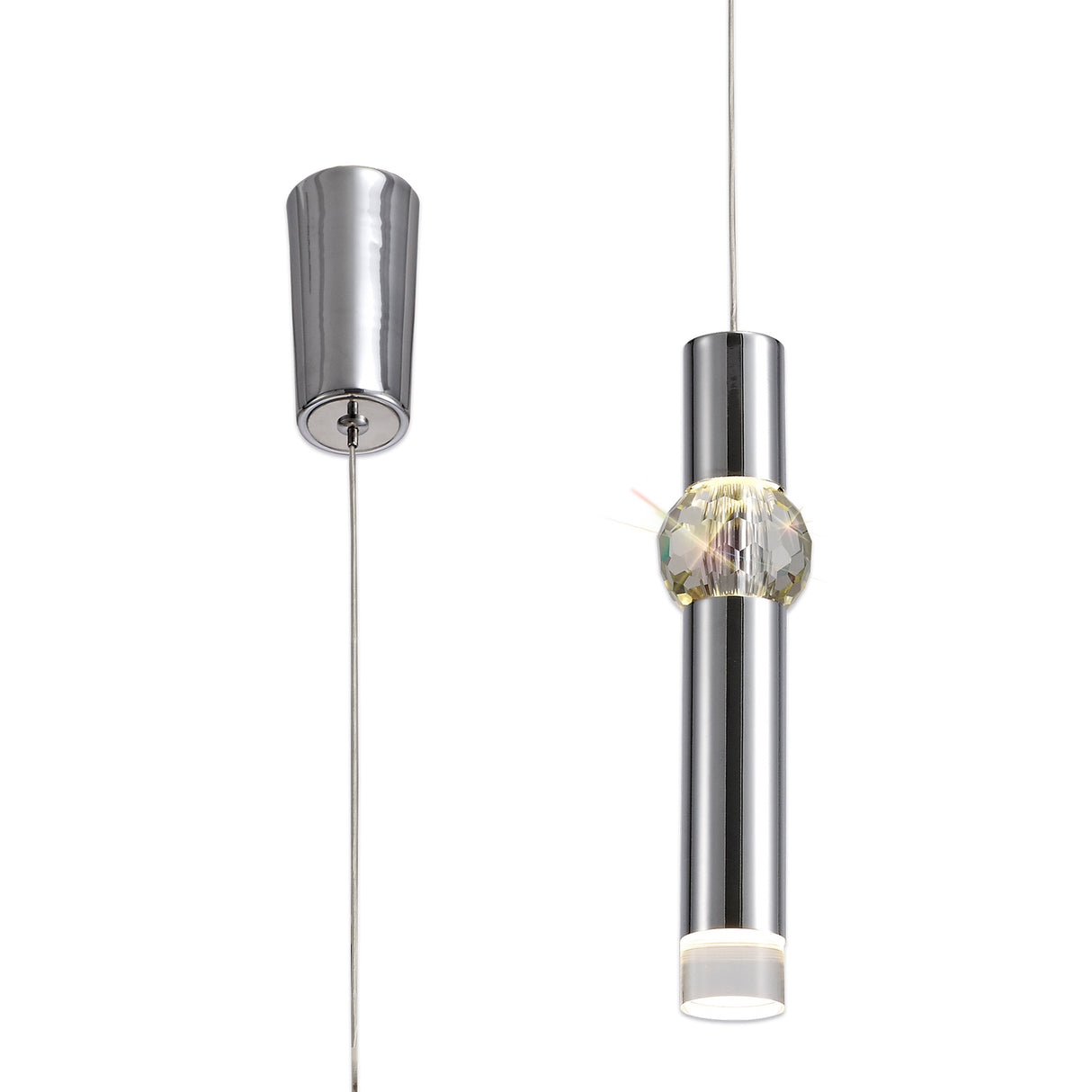 Mclvor 1 Light Pendant, 1 x 5W LED, 3000K, 118lm, Polished Chrome, 3yrs Warranty
