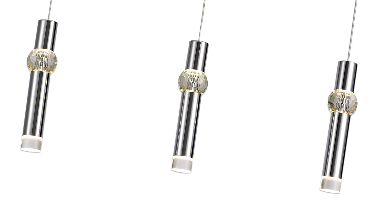 Mclvor 3 Light Linear Pendant, 3 x 5W LED, 3000K, 304lm, Polished Chrome, 3yrs Warranty