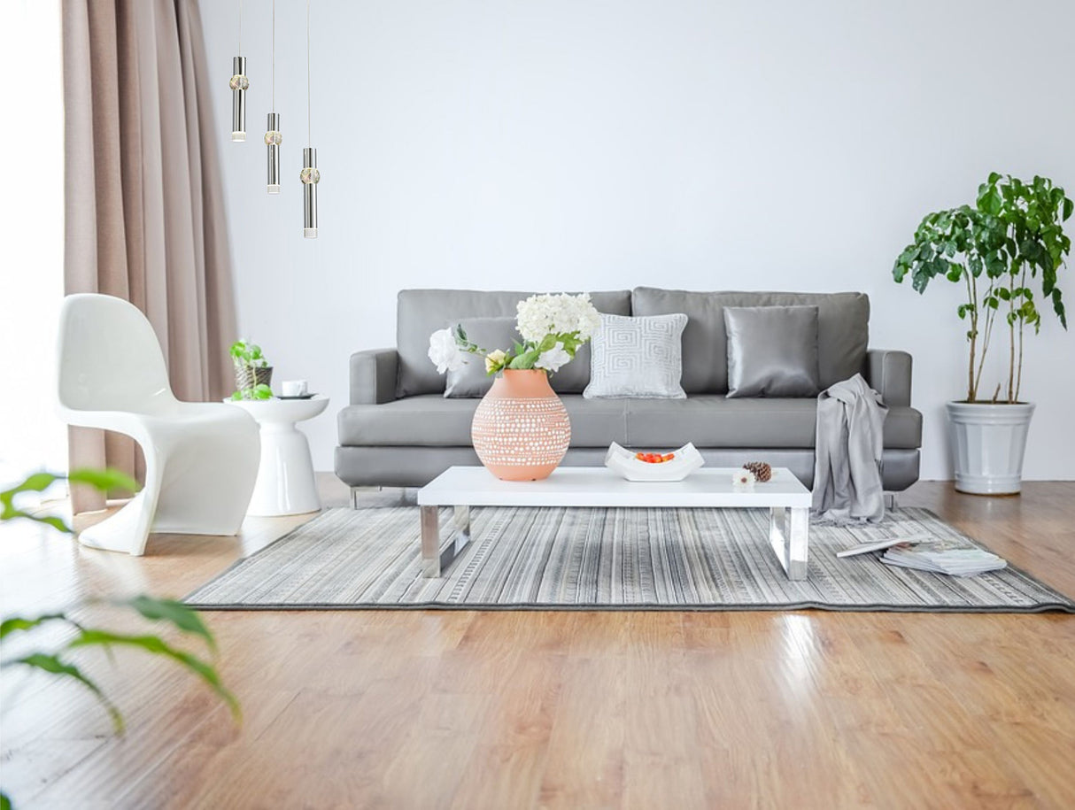 Mclvor 3 Light Round Pendant, 3 x 5W LED, 3000K, 268lm, Polished Chrome, 3yrs Warranty