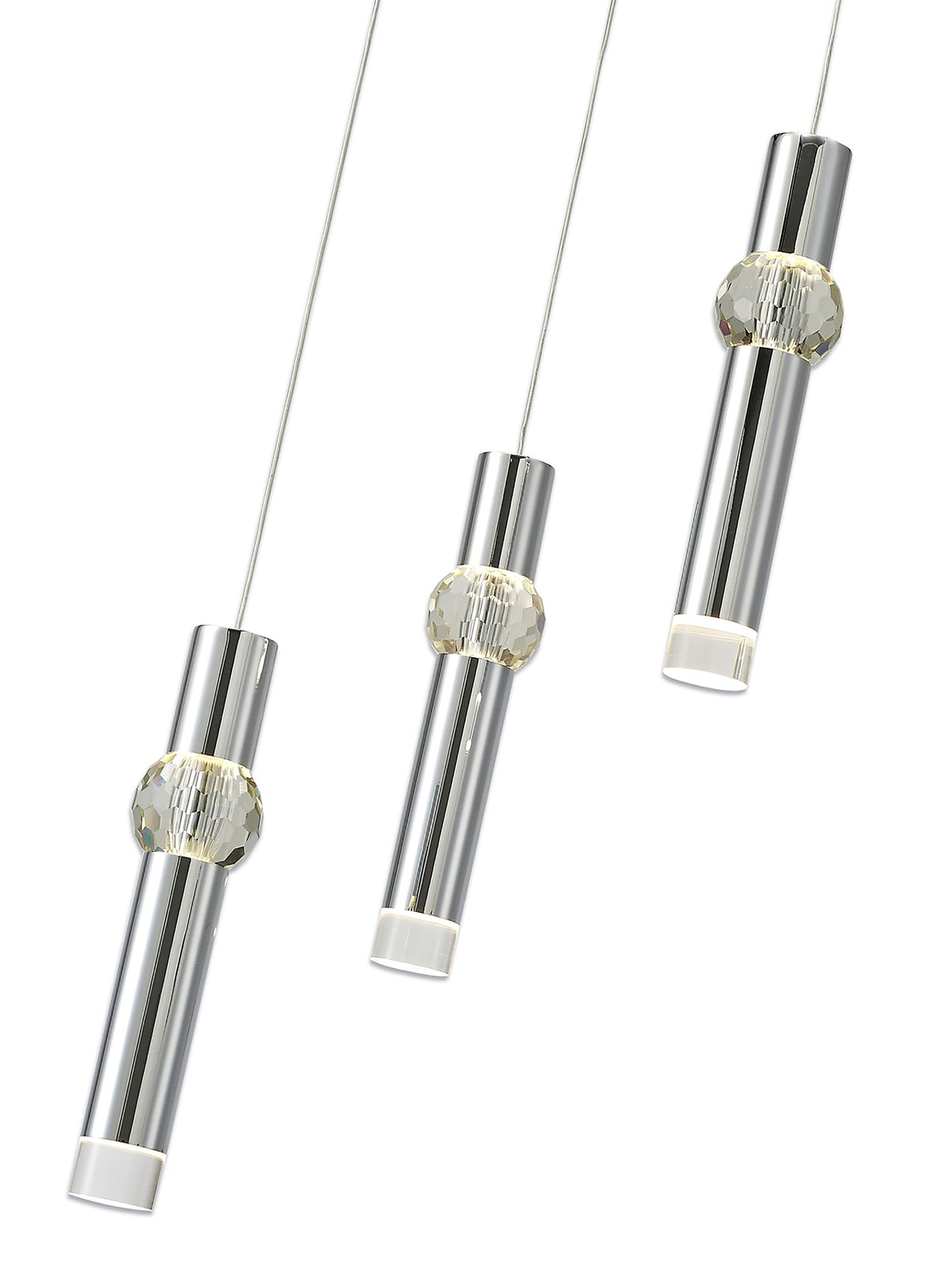 Mclvor 3 Light Round Pendant, 3 x 5W LED, 3000K, 268lm, Polished Chrome, 3yrs Warranty