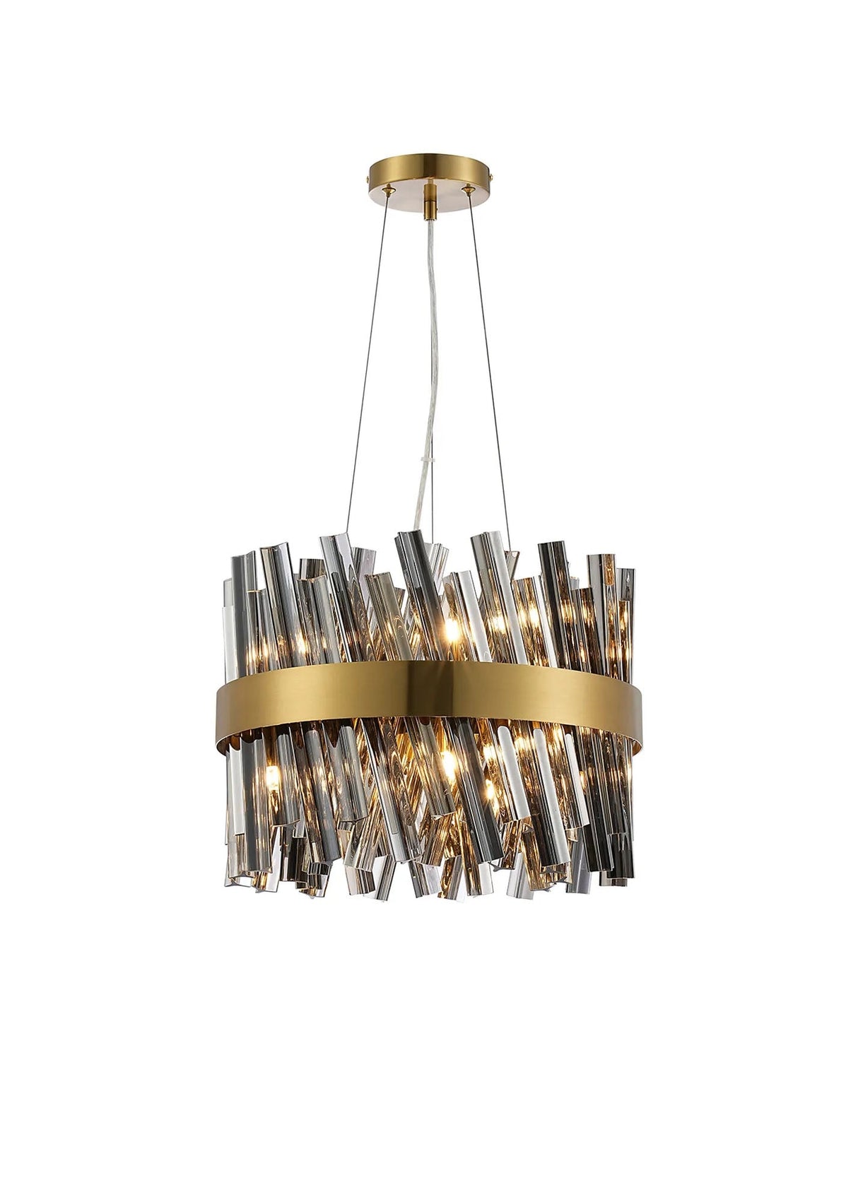 Melville 10 x G9, Pendant Round, Brass/Smoke
