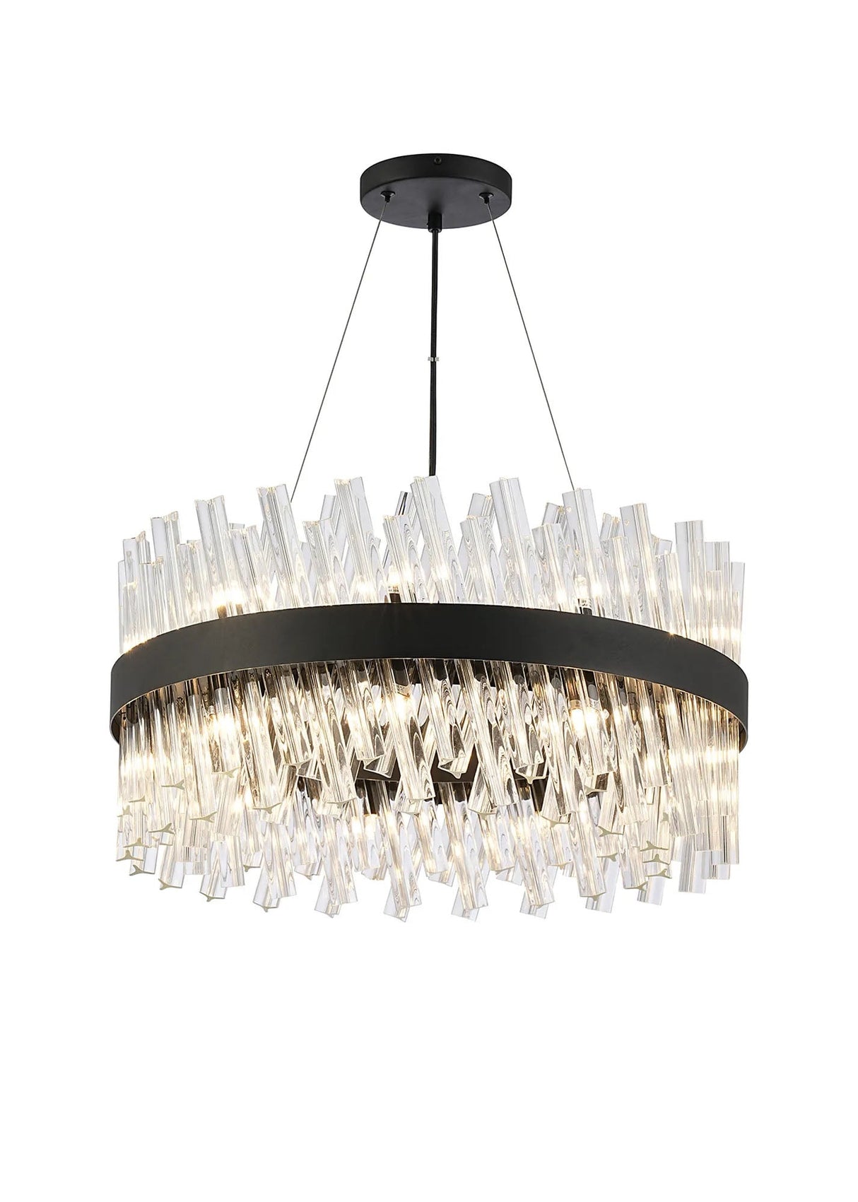 Melville 18 x G9, Pendant Round, Satin Black/Clear (16.81kg)