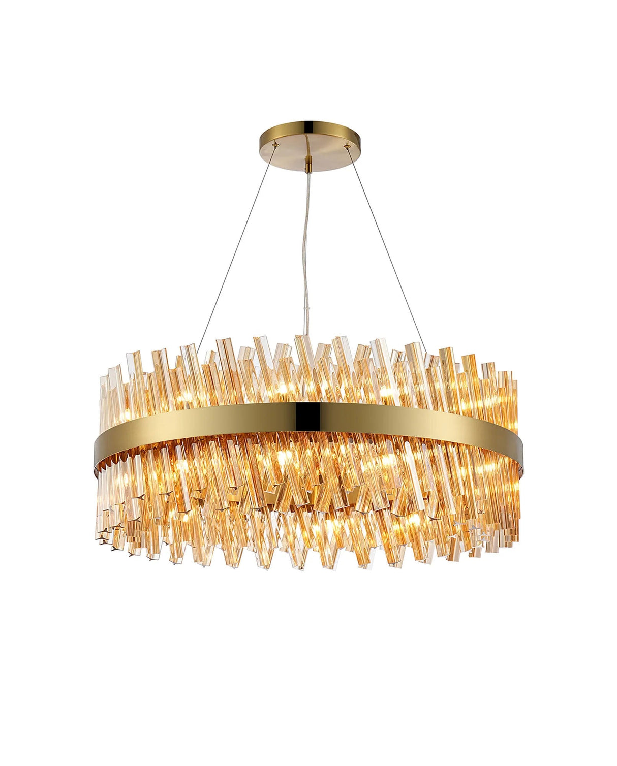 Melville 24 x G9, Pendant Round, Brass/Amber (23.13kg)