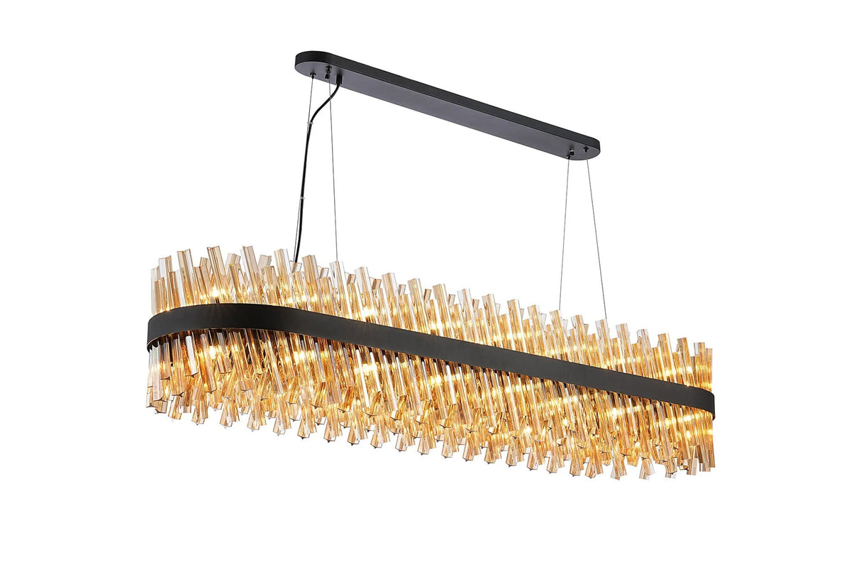 Melville 36 x G9, Pendant Oblong, Satin Black/Amber (33.98kg)