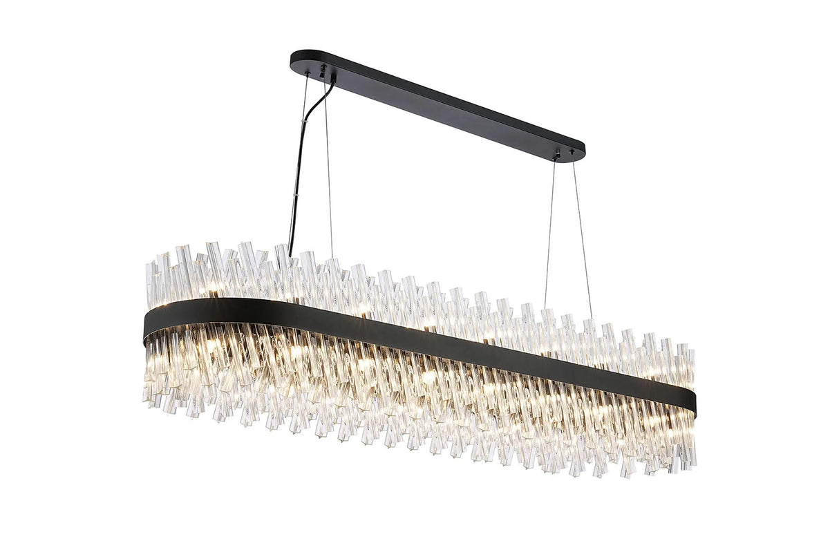 Melville 36 x G9, Pendant Oblong, Satin Black/Clear (33.98kg)