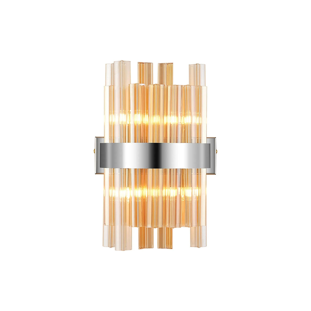 Melville 4 x G9, Wall Light, Polished Nickel/Amber