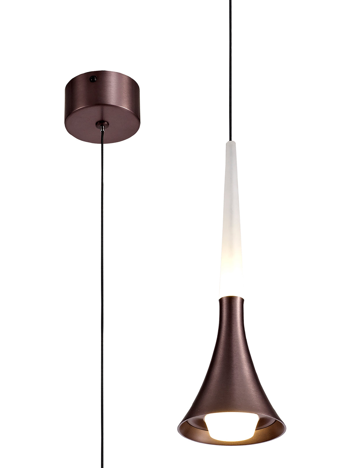 Montgomery 1 Light Pendant, 1 x 5W LED, 3000K, 213lm, Satin Brown, 3yrs Warranty