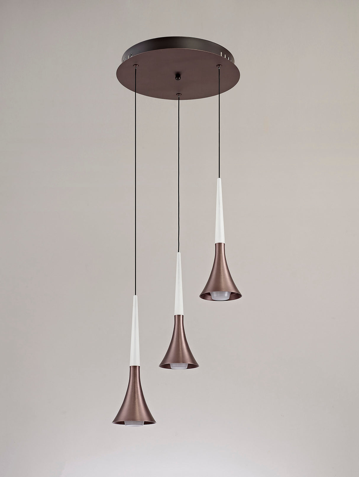 Montgomery 3 Light Round Pendant, 3 x 5W LED, 3000K, 447lm, Satin Brown, 3yrs Warranty
