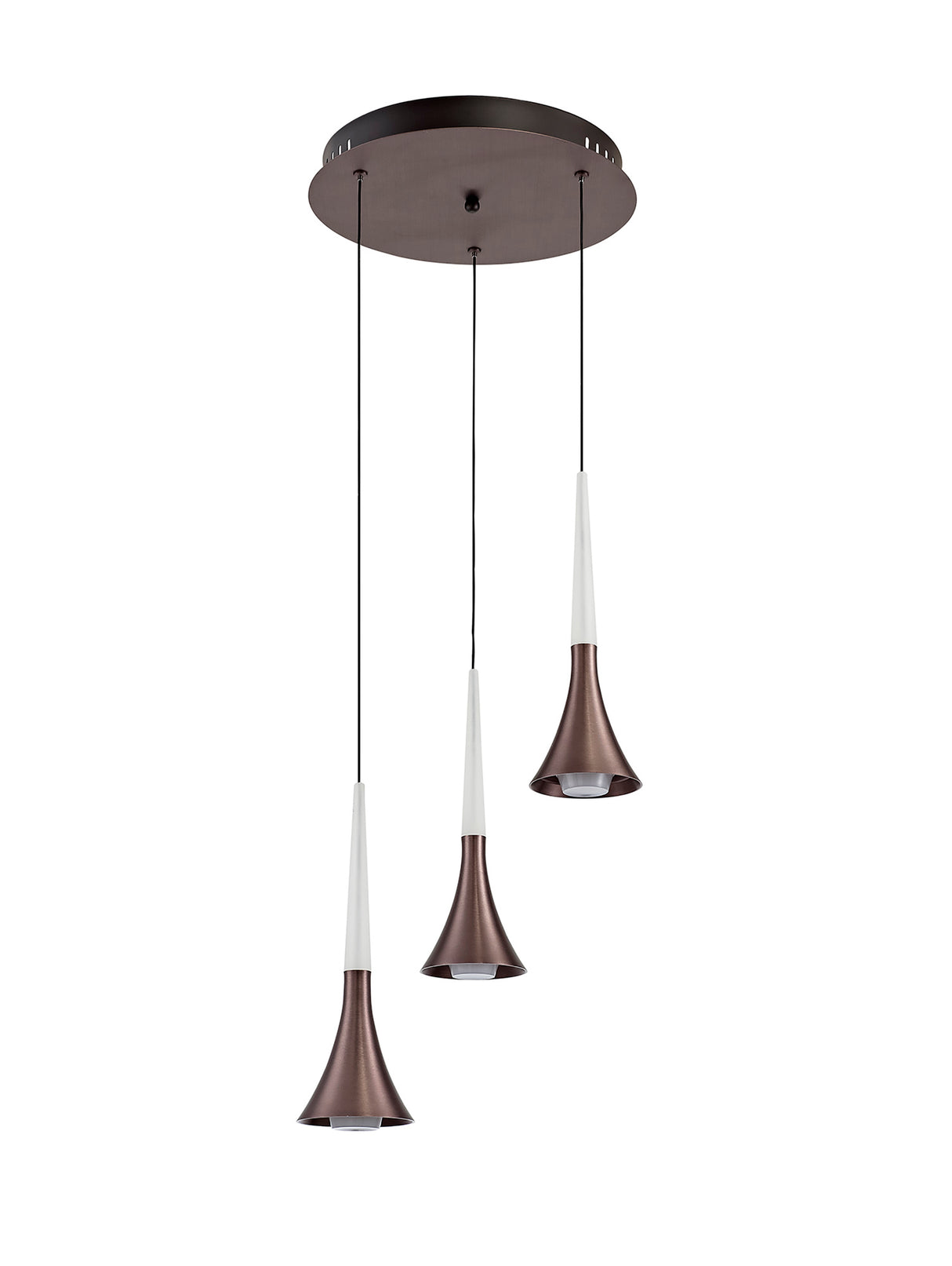 Montgomery 3 Light Round Pendant, 3 x 5W LED, 3000K, 447lm, Satin Brown, 3yrs Warranty