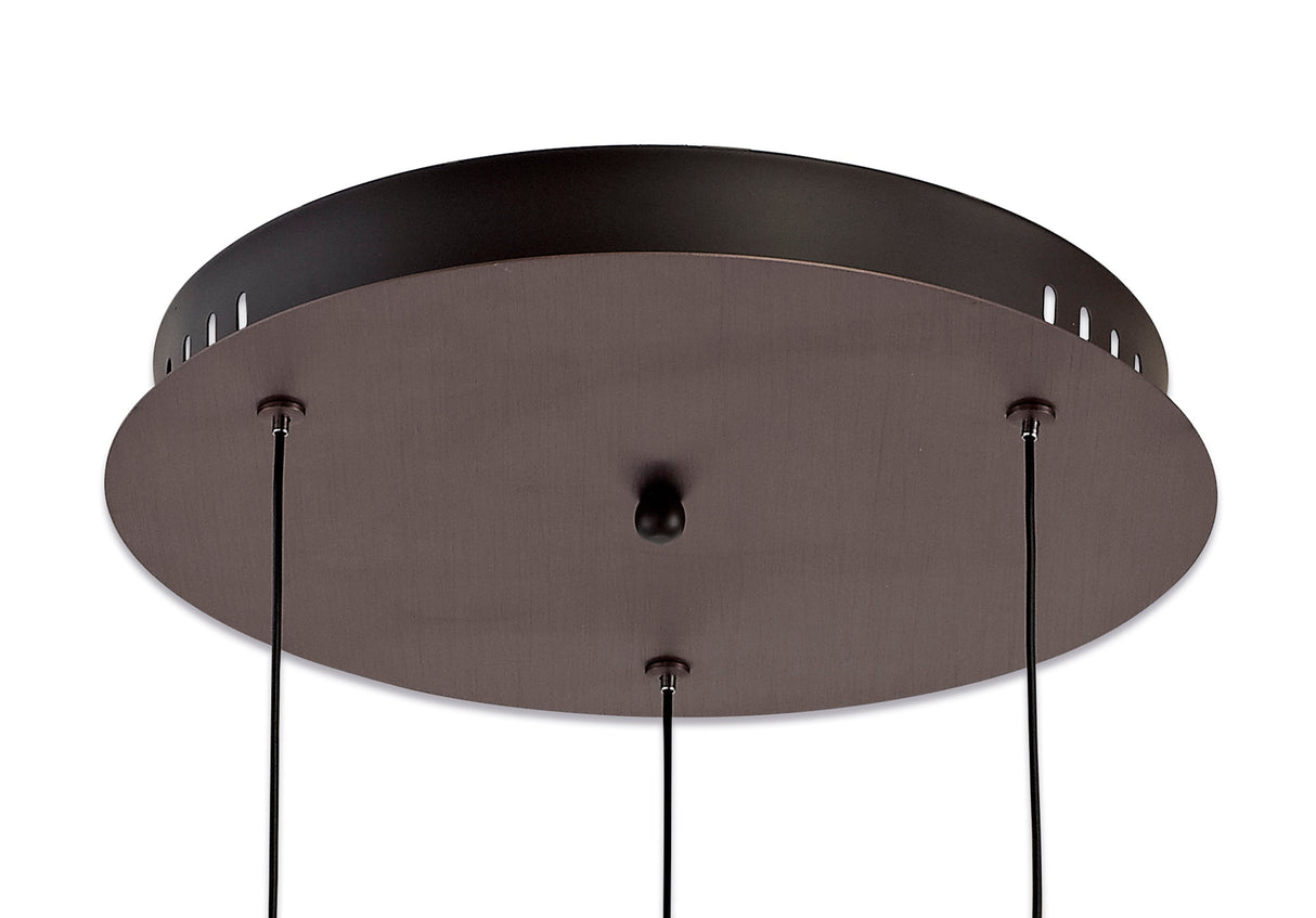 Montgomery 3 Light Round Pendant, 3 x 5W LED, 3000K, 447lm, Satin Brown, 3yrs Warranty