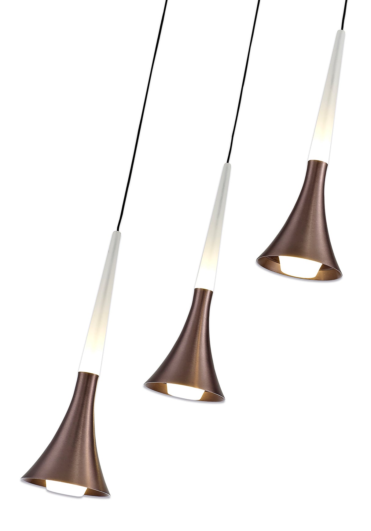 Montgomery 3 Light Round Pendant, 3 x 5W LED, 3000K, 447lm, Satin Brown, 3yrs Warranty