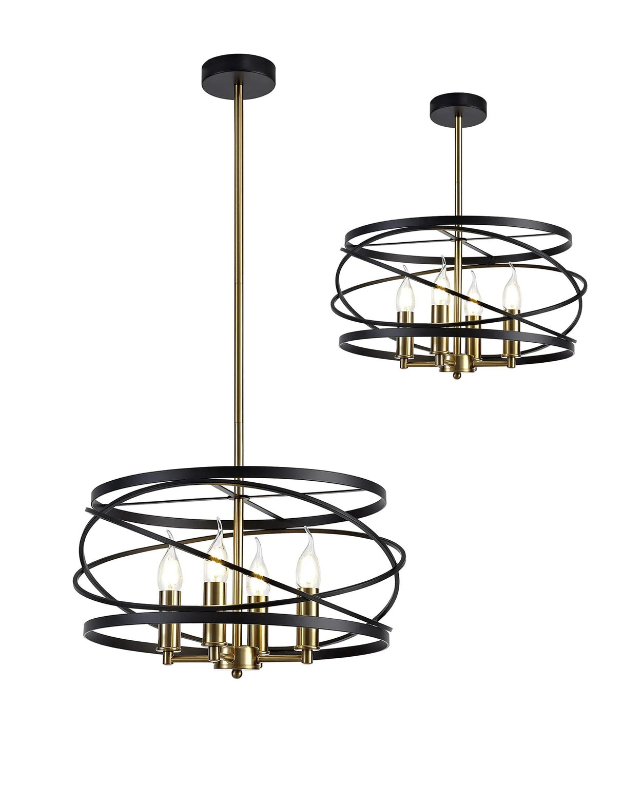 Mooney Pendant/Semi Flush, 4 x E14, Black/Satin Gold