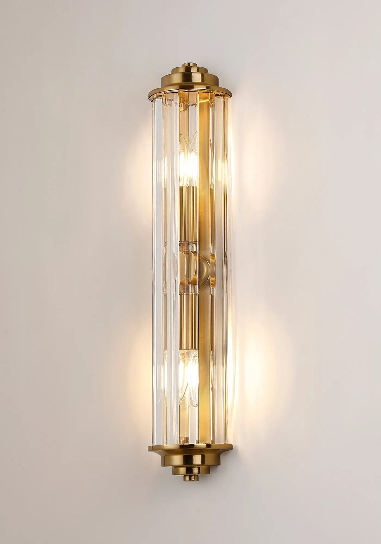 Mundie 2 Light Crystal Wall, E14, IP44, Gold/Clear Crystal