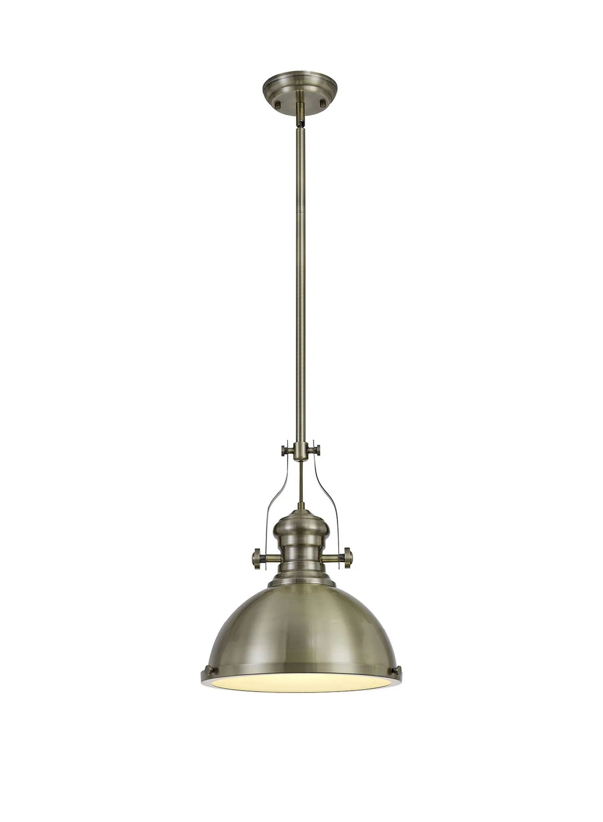 Munro Multi Height Pendant, 1 x E27, Antique Brass/Frosted Glass