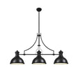 Munro Linear Multi Height Pendant, 3 x E27, Matt Black/Frosted Glass