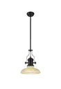 Munro 1 Light Multi Height Pendant E27 With 30cm Round Glass Shade, Matt Black/Amber